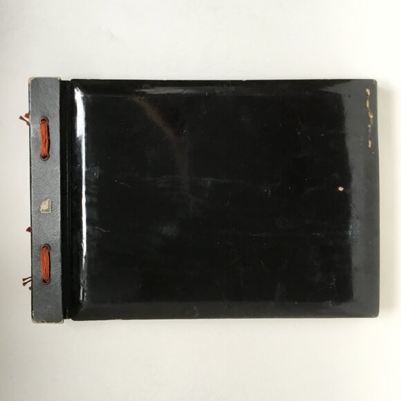 Vintage Japanese Black Lacquer Pagoda Hand Painted Photo Album Scrap Book - Picture 2 of 11